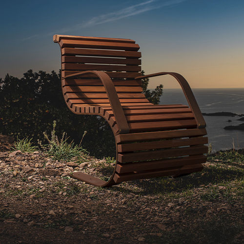 Sedia contemporanea - MIGRATION - CYRIA | Mobilier Urbain - da esterno / in legno / con supporto in acciaio