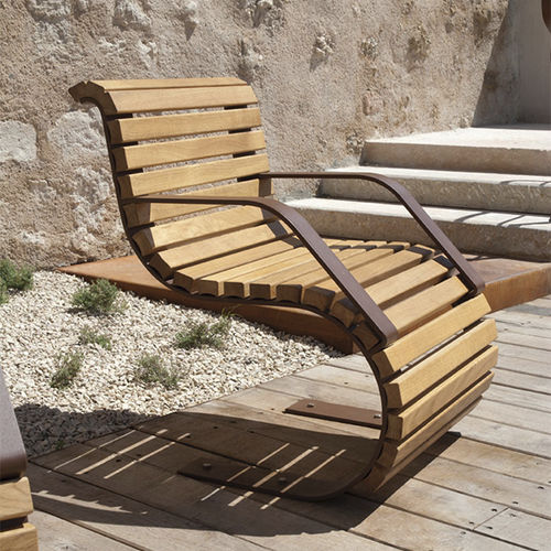 Sedia da giardino contemporanea - MIGRATION - CYRIA | Mobilier Urbain - da esterno / in legno / con supporto in acciaio