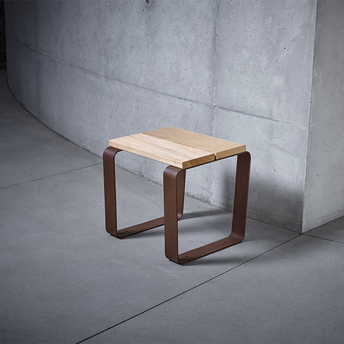 Sgabello contemporaneo - KAISEKI - CYRIA | Mobilier Urbain - in legno / con supporto in acciaio / con supporto in acciaio termolaccato