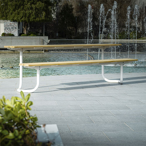 Tavolo contemporaneo - ARE - CYRIA | Mobilier Urbain - in legno / con supporto in acciaio / con supporto in acciaio inossidabile