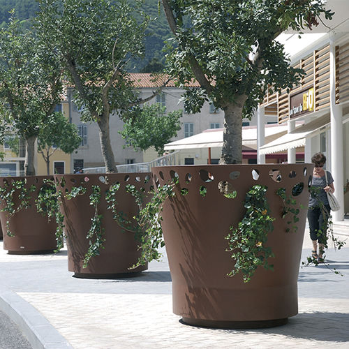Grande fioriera in acciaio galvanizzato - GREEN PALACIO 2 - CYRIA | Mobilier Urbain - in acciaio COR-TEN® / in acciaio termolaccato / rotonda