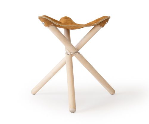 Sgabello contemporaneo - BACKCOUNTRY - Kalon Studio - in pelle / in tela / con supporto in legno