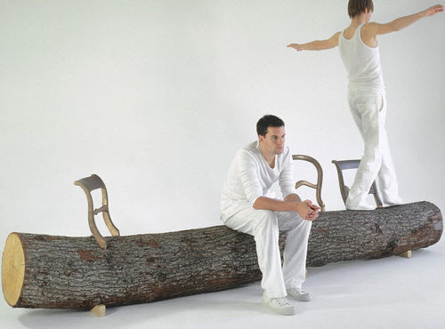 Panca design originale - TREE-TRUNK - Droog - in legno / in bronzo / senza schienale