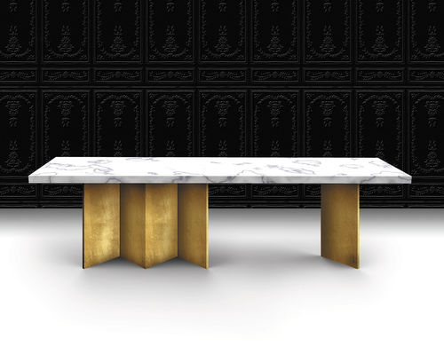 Tavolo contemporaneo - BOOK - Beau et bien - in marmo / con supporto in legno verniciato / rettangolare