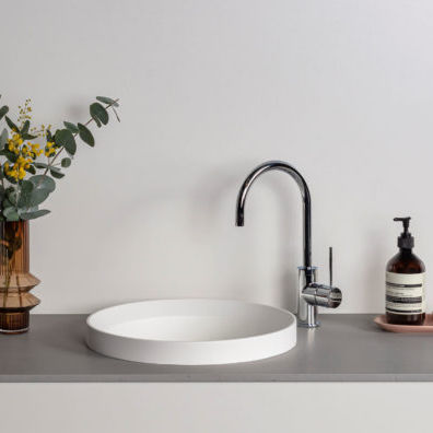 Lavabo da incasso - PÈRE - Omvivo - in Solid Surface / rotondo / 1 foro