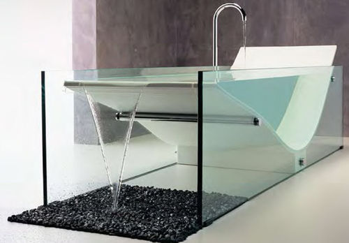 Vasca da bagno da appoggio - LE COB - Omvivo - in Solid Surface / in vetro / bianca