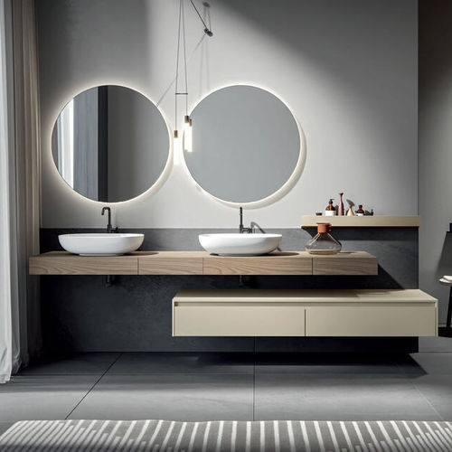 Piano lavabo doppio - EOS - Agorà Group - impiallacciato in legno / ad uso professionale
