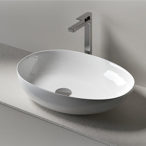 Lavabo da appoggio - EGG - Agorà Group - in ceramica / ovale / senza foro