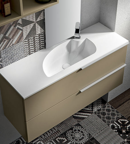 Lavabo da incasso - COMPASSO - Agorà Group - in pietra / con piano integrato / con cassetti integrati