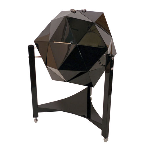 Mobile bar Art Deco - GLOBE ART.BAR25 - Art Deco Schneider - in legno laccato / in pelle / nero