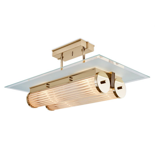 Plafoniera classica - BRUXELLES GOLD - Art Deco Schneider - in vetro / in ottone lucidato / LED