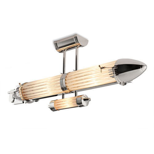 Plafoniera Art Deco - ZEPPELIN ART. B03 - Art Deco Schneider - tubolare / in vetro / in nichel
