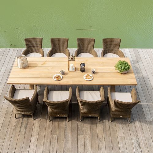 Tavolo contemporaneo - Plank  - Alexander Rose - in teak / con supporto in teak / rettangolare