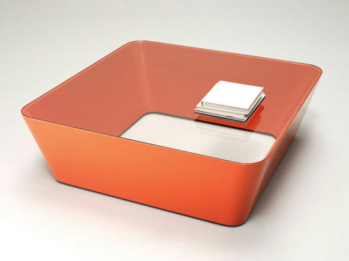Tavolino basso contemporaneo - ZERO-IN - Established and sons - in vetro / con supporto in alluminio / quadrato