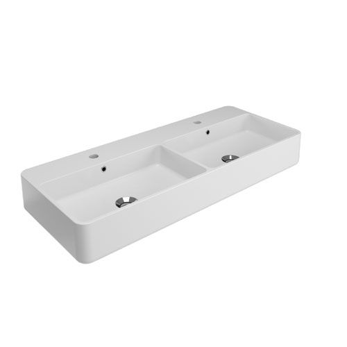 Lavabo da appoggio - TRA4210101 - Olympia - in ceramica / doppio / rettangolare