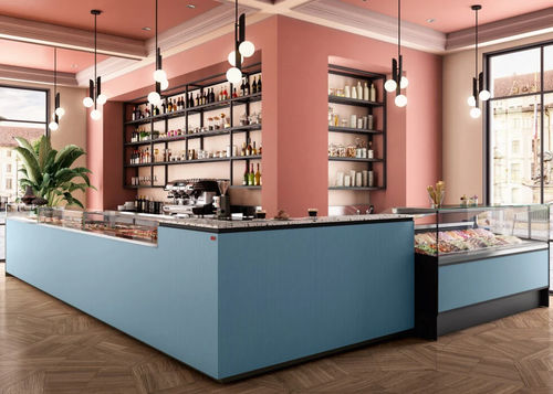 Bancone da bar - INFINITY - SIFA - in legno / dritto / luminoso
