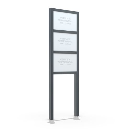 Pannello pubblicitario con piedi alti - BigSign Secure L - wsm Raumsysteme - LED