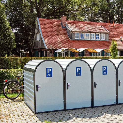 Pensilina per biciclette sicura - BikeBox 3 - wsm Raumsysteme - modulare / in acciaio galvanizzato / per spazi pubblici