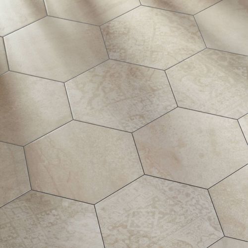 Piastrella in gres porcellanato - CONCRETE ALMOND HEX_25 - Codicer - satinata / da interno / da pavimento