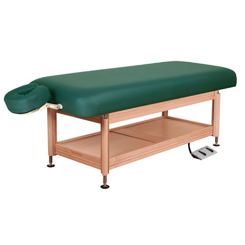 Lettino per massaggi elettrico - CLINICIAN - Oakworks - idraulico / in legno / con contenitore