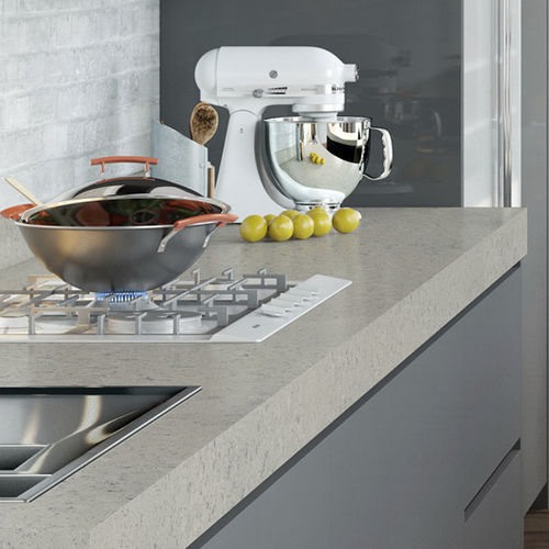 Piano di lavoro in quarzo - BEIGE CONCRETE - COMPAC The Surfaces Company - da cucina