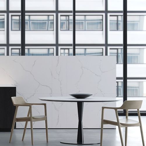Piano di lavoro in quarzo composito - UNIQUE STATUARIOTM - COMPAC The Surfaces Company - da cucina / da bagno / bianco