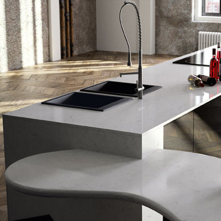 Piano di lavoro in quarzo composito - CARRARA - COMPAC The Surfaces Company - da cucina