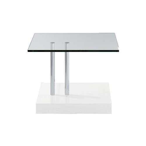 Tavolo d'appoggio contemporaneo - K 425 - Ronald Schmitt Design - in vetro / quadrato / con rotelle