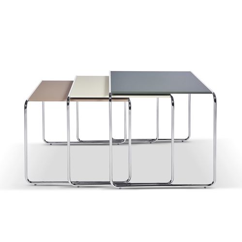 Tavolino estraibile contemporaneo - P9011 BRIDGE - Ronald Schmitt Design - in metallo cromato / in composito / rettangolare