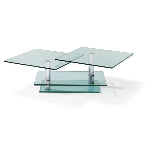 Tavolino basso contemporaneo - K 500 - Ronald Schmitt Design - in vetro / in metallo cromato / rettangolare