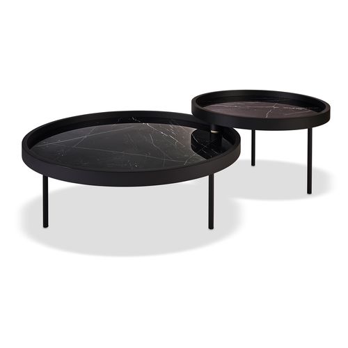 Tavolino basso contemporaneo - H630 LUNA - Ronald Schmitt Design - impiallacciato in legno / in MDF laccato / in metallo laccato