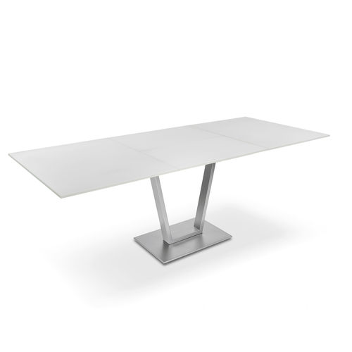 Tavolo da pranzo contemporaneo - P4400/E BONITO - Ronald Schmitt Design - in vetro / in metallo laccato / in acciaio inossidabile spazzolato