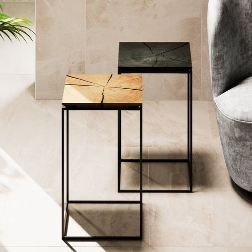 Sgabello contemporaneo - H205 NATURE - Ronald Schmitt Design - in rovere / con supporto in acciaio / a slitta