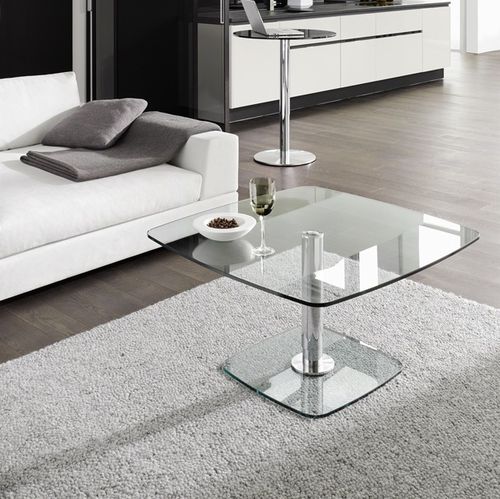 Tavolino basso contemporaneo - P 430 - Ronald Schmitt Design - in legno / in vetro / in acciaio inossidabile