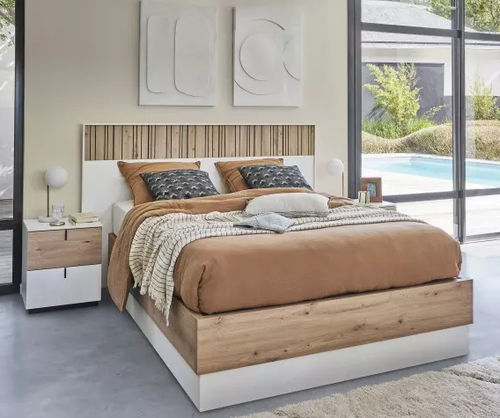 Letto matrimoniale - OPALE - Meubles Célio - contemporaneo / con base contenitore / in melaminico