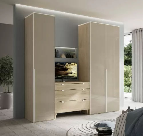 Armadio contemporaneo - BLOOM - Meubles Célio - in melaminico / con ante battenti / a cassetti
