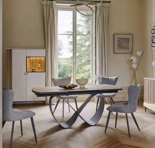 Tavolo da pranzo contemporaneo - TOPAZE - Meubles Célio - in ceramica / con supporto in metallo / rettangolare
