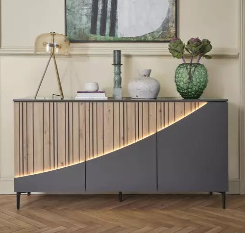 Credenza contemporanea - TOPAZE - Meubles Célio - in melaminico / con illuminazione LED / con ante battenti
