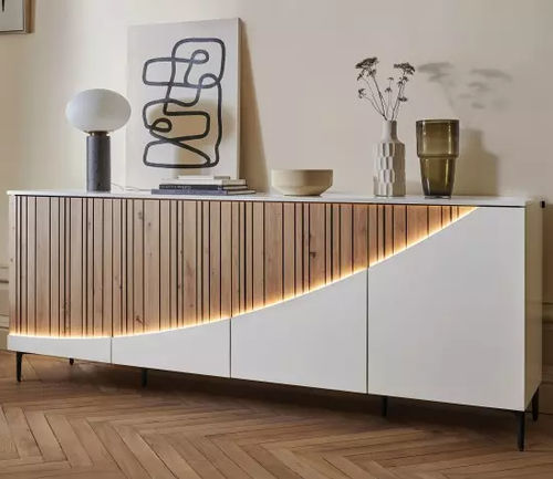 Credenza contemporanea - TOPAZE - Meubles Célio - in melaminico / con ripiano / con illuminazione LED