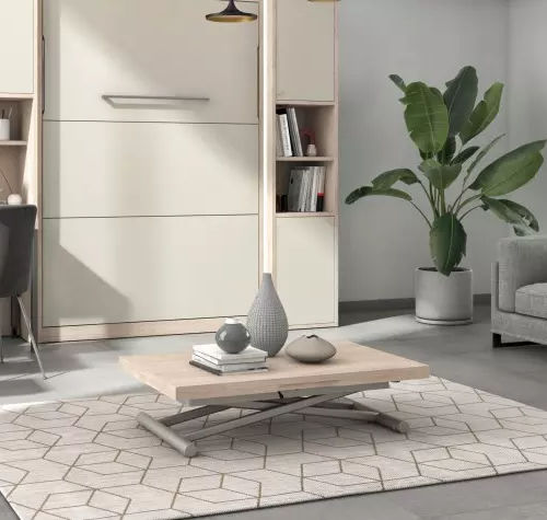 Tavolino basso contemporaneo - SMART - Meubles Célio - in melaminico / con supporto in acciaio / rettangolare