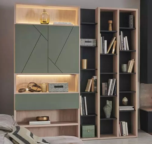 Libreria modulare - OBLIK - Meubles Célio - contemporanea / in melaminico / con illuminazione integrata