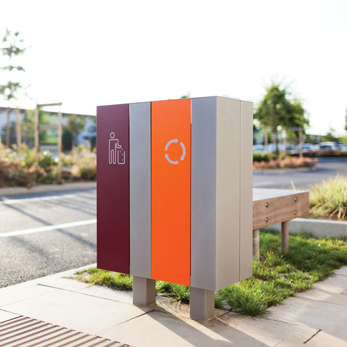 Portarifiuti pubblico - NANUK - mmcité street furniture - per raccolta differenziata / con piedi / in acciaio galvanizzato