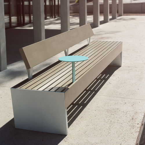 Panca per spazi pubblici contemporanea - BLOCQ - mmcité street furniture - in legno di latifoglie / in pino / in acciaio galvanizzato