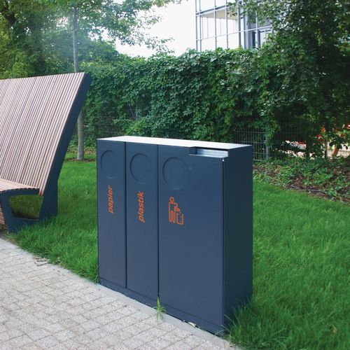 Portarifiuti pubblico - CRYSTAL - mmcité street furniture - per raccolta differenziata / in acciaio galvanizzato / in acciaio inossidabile
