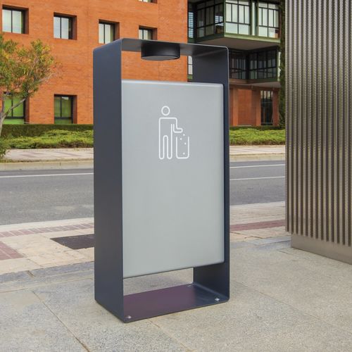 Portarifiuti pubblico - RADIUM - mmcité street furniture - in acciaio galvanizzato / in acciaio inossidabile / con portacenere integrato
