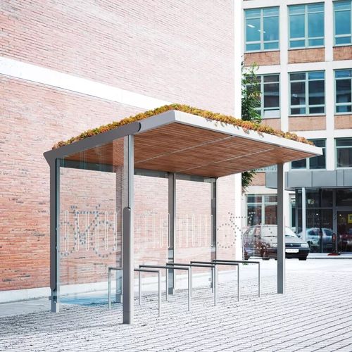Pensilina per biciclette in acciaio - AUREOVELO - mmcité street furniture - per spazi pubblici