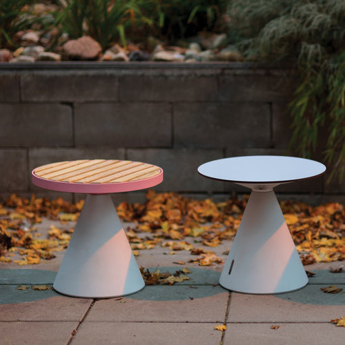 Sgabello contemporaneo - CONICS - mmcité street furniture - in legno / in HPL / in acciaio