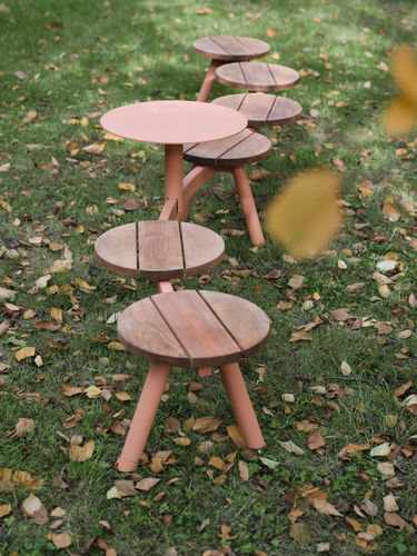 Panca per spazi pubblici contemporanea - MORSE - mmcité street furniture - in legno / in acciaio galvanizzato / in HPL