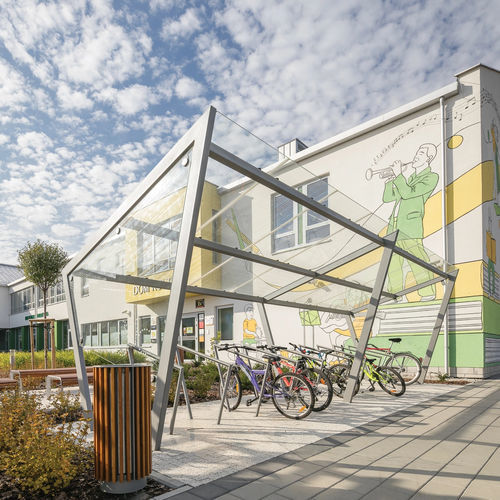 Pensilina per biciclette in acciaio - EDGE - mmcité street furniture - per spazi pubblici
