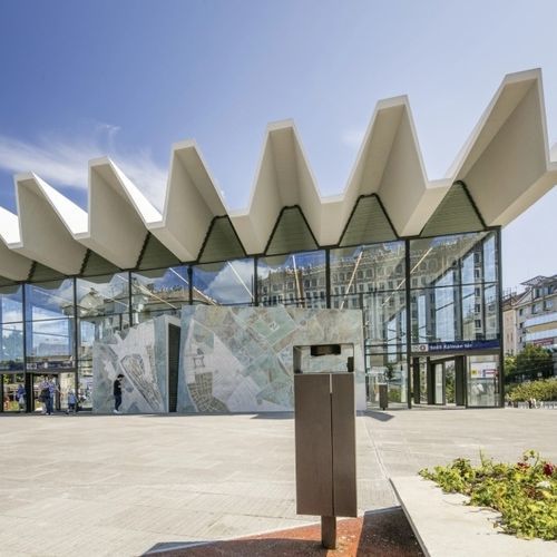 Portarifiuti pubblico - NANUK - mmcité street furniture - in metallo / in acciaio galvanizzato / in acciaio inossidabile